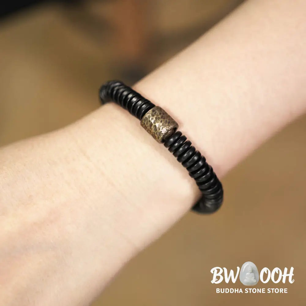 Buddha Stones Ebony Wood Copper Brass Calm Bracelet - BWOOOH - Bracelet