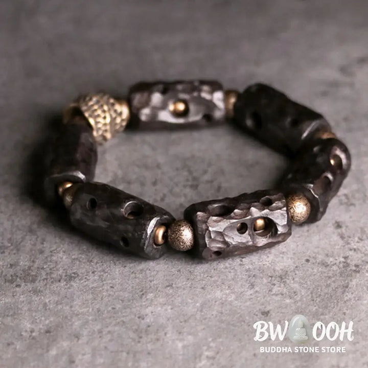 Buddha Stones Ebony Wood Copper Brass Calm Bracelet - BWOOOH - Bracelet