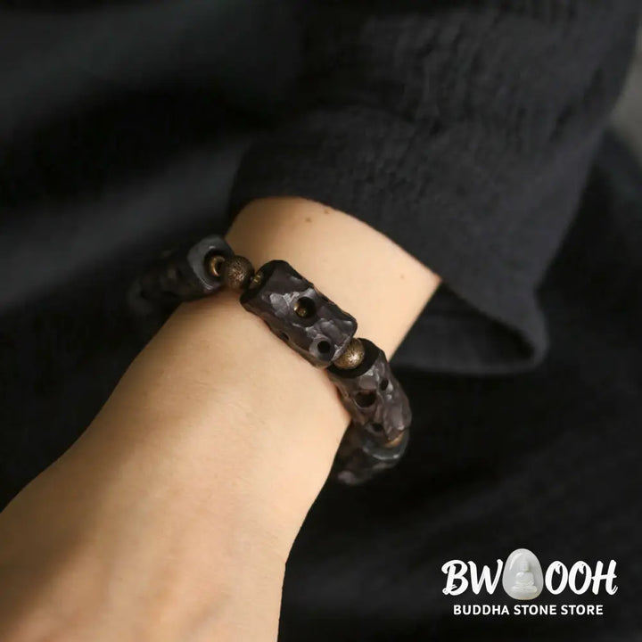 Buddha Stones Ebony Wood Copper Brass Calm Bracelet - BWOOOH - Bracelet