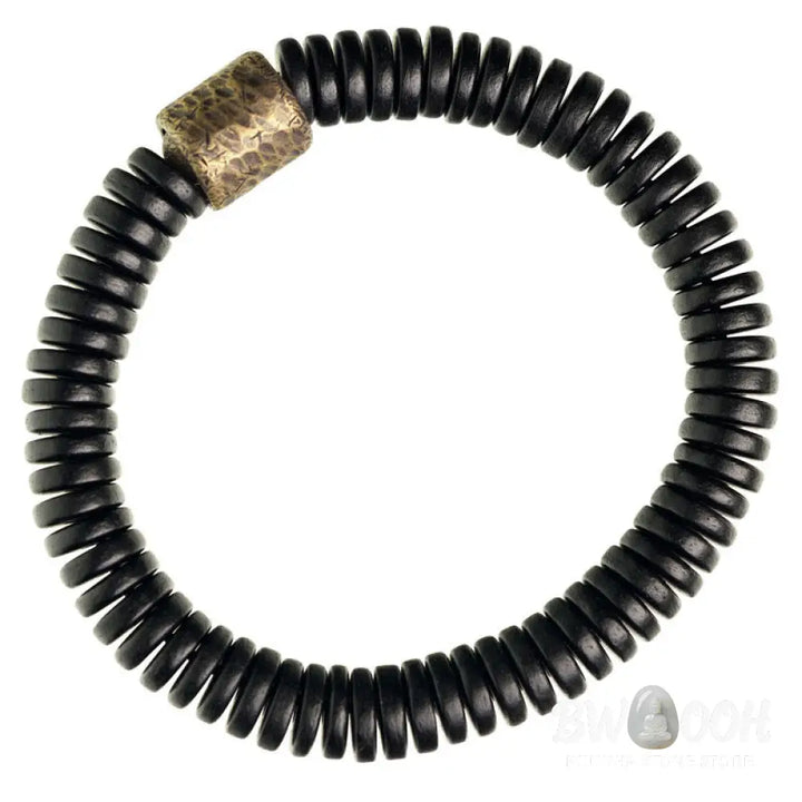 Buddha Stones Ebony Wood Copper Brass Calm Bracelet - BWOOOH - Bracelet
