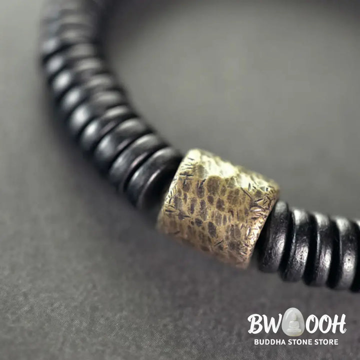 Buddha Stones Ebony Wood Copper Brass Calm Bracelet - BWOOOH - Bracelet