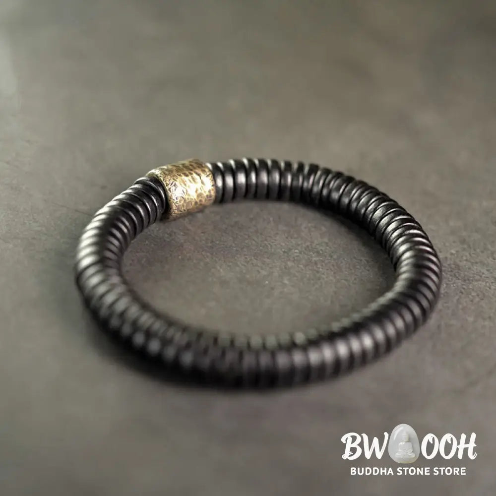 Buddha Stones Ebony Wood Copper Brass Calm Bracelet - BWOOOH - Bracelet
