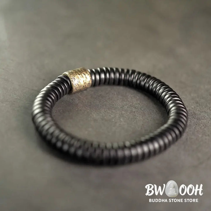Buddha Stones Ebony Wood Copper Brass Calm Bracelet - BWOOOH - Bracelet