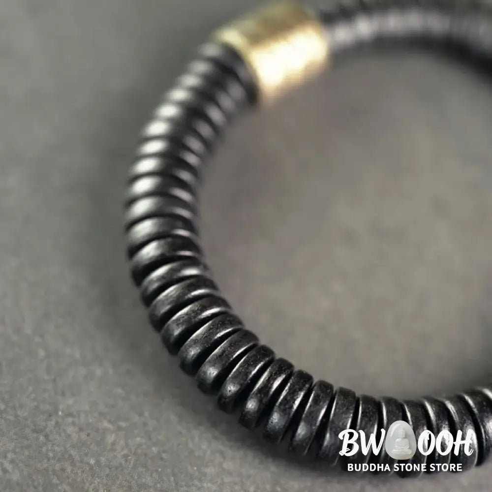 Buddha Stones Ebony Wood Copper Brass Calm Bracelet - BWOOOH - Bracelet