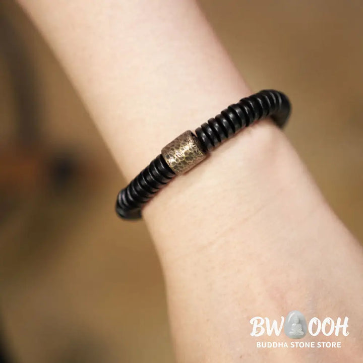 Buddha Stones Ebony Wood Copper Brass Calm Bracelet - BWOOOH - Bracelet