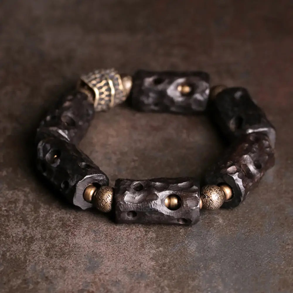 BWOOOH Ebony Wood Copper Brass Calm Bracelet - BWOOOH - Ebony Wood Brass(Wrist Circumference: 14-14.5cm)