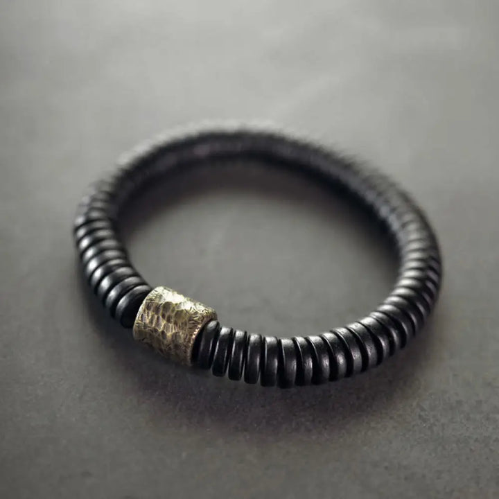 BWOOOH Ebony Wood Copper Brass Calm Bracelet - BWOOOH - Ebony Wood Brass(Wrist Circumference: 14-14.5cm)