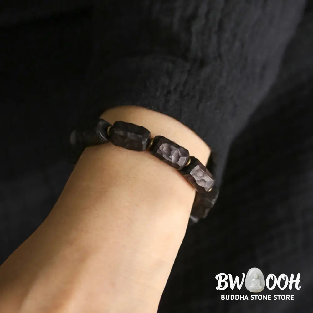 Buddha Stones Ebony Wood Copper Brass Circular Ring Peace Bracelet - BWOOOH - Bracelet