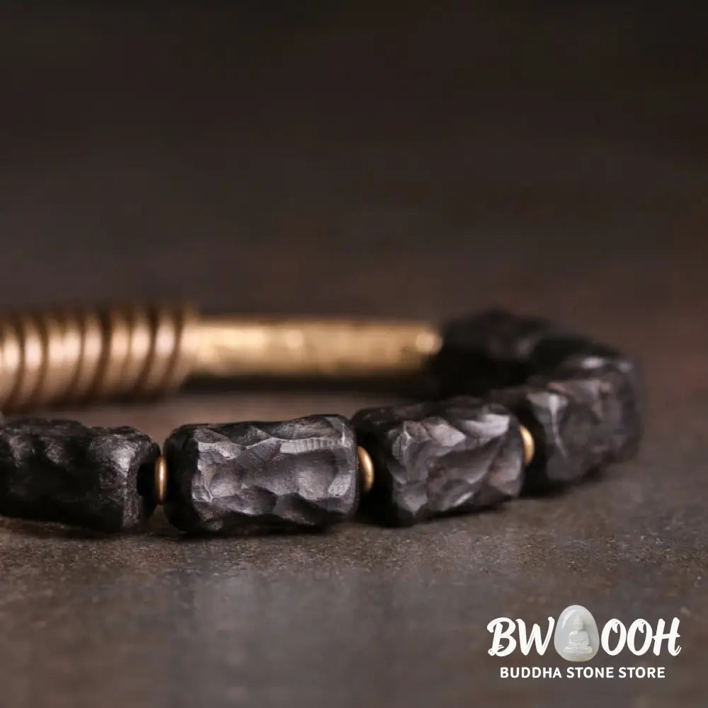 Buddha Stones Ebony Wood Copper Brass Circular Ring Peace Bracelet - BWOOOH - Bracelet