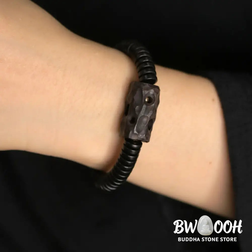 Buddha Stones Ebony Wood Copper Brass Holey Balance Bracelet - BWOOOH - Bracelet