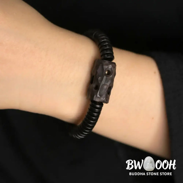 Buddha Stones Ebony Wood Copper Brass Holey Balance Bracelet - BWOOOH - Bracelet
