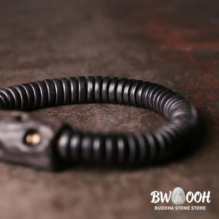 Buddha Stones Ebony Wood Copper Brass Holey Balance Bracelet - BWOOOH - Bracelet
