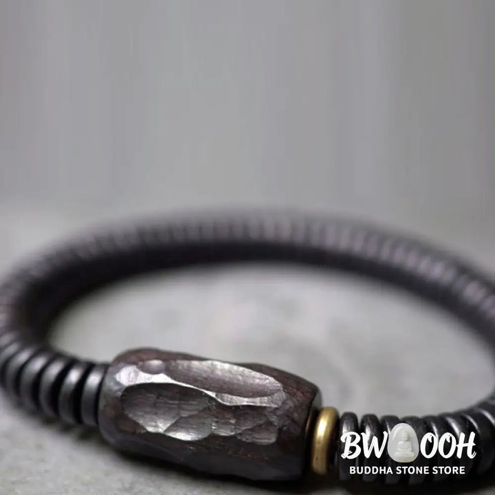 Buddha Stones Ebony Wood Copper Brass Holey Balance Bracelet - BWOOOH - Bracelet