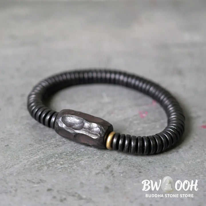 Buddha Stones Ebony Wood Copper Brass Holey Balance Bracelet - BWOOOH - Bracelet