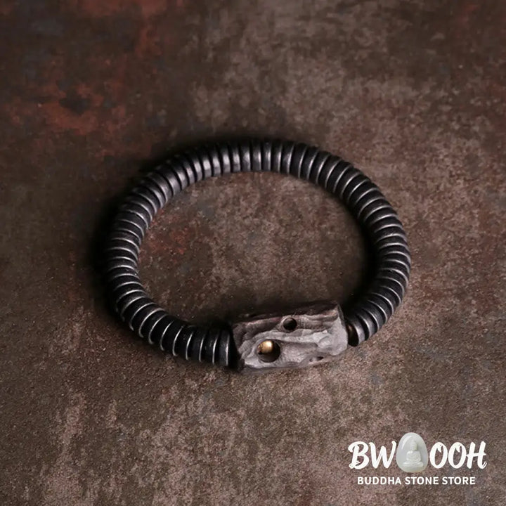 Buddha Stones Ebony Wood Copper Brass Holey Balance Bracelet - BWOOOH - Bracelet