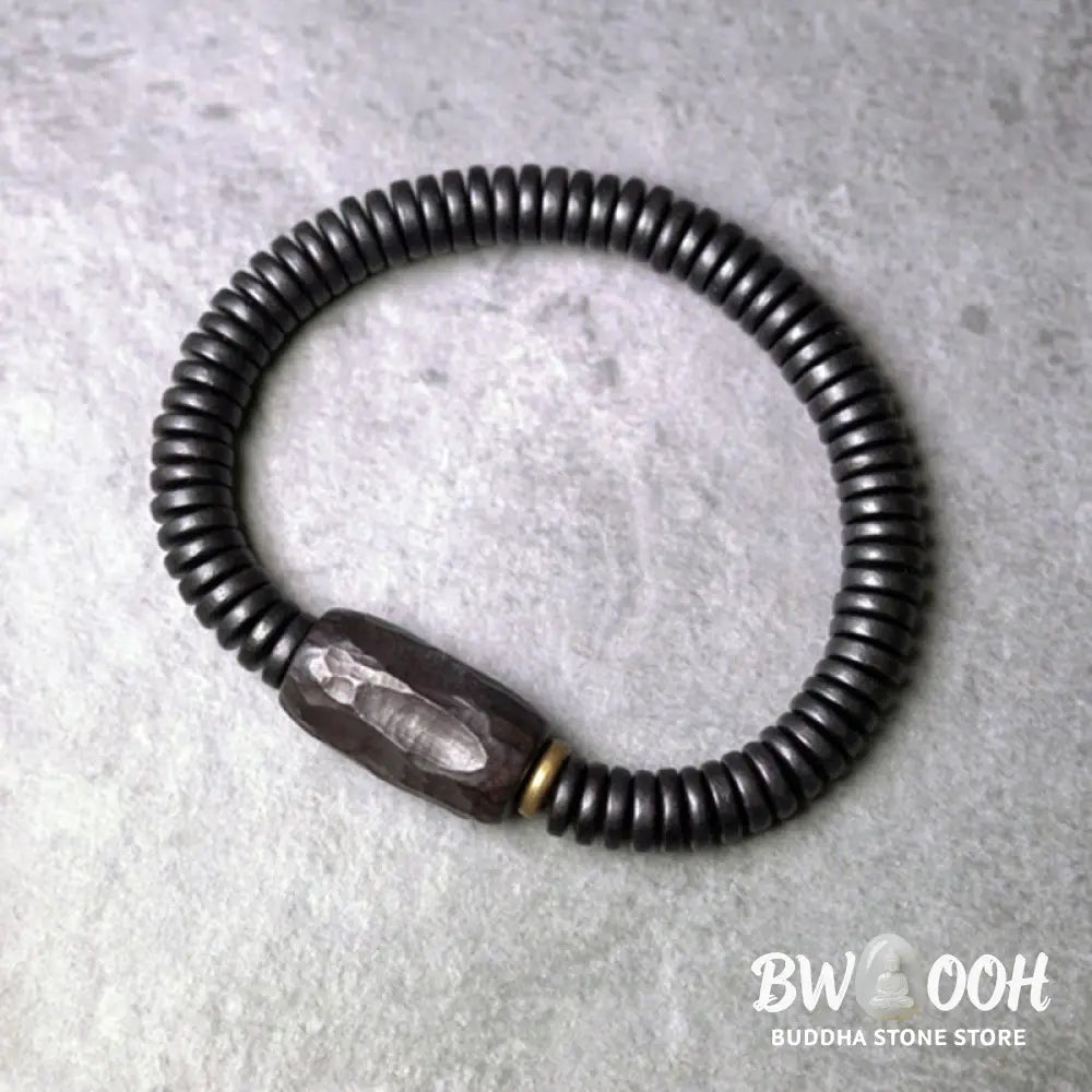 Buddha Stones Ebony Wood Copper Brass Holey Balance Bracelet - BWOOOH - Bracelet