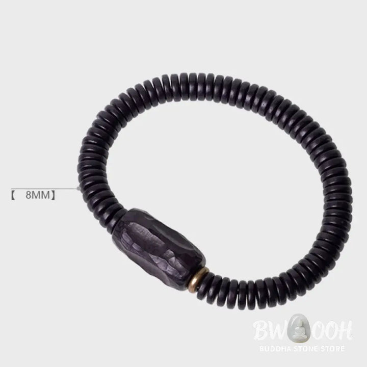 Buddha Stones Ebony Wood Copper Brass Holey Balance Bracelet - BWOOOH - Bracelet