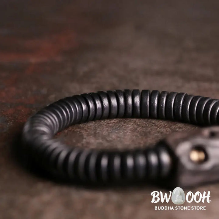 Buddha Stones Ebony Wood Copper Brass Holey Balance Bracelet - BWOOOH - Bracelet