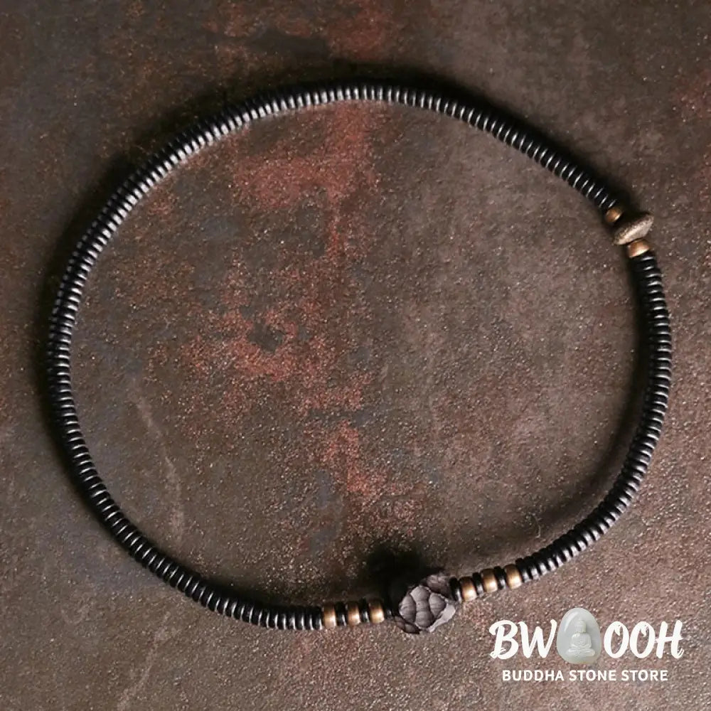 Buddha Stones Ebony Wood Copper Brass Peace Double Wrap Bracelet - BWOOOH - Bracelet