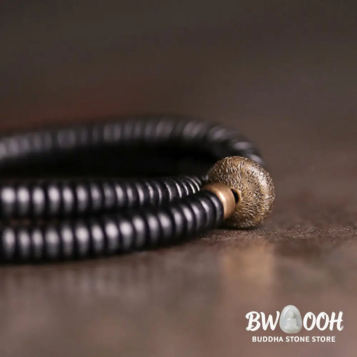 Buddha Stones Ebony Wood Copper Brass Peace Double Wrap Bracelet - BWOOOH - Bracelet