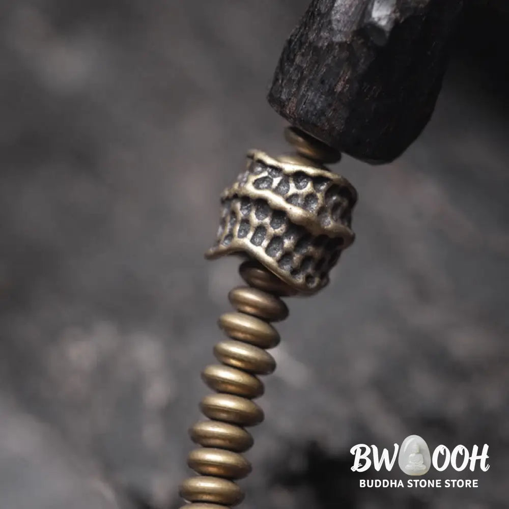 Buddha Stones Ebony Wood Copper Brass Red Agate Peace Double Wrap Bracelet - BWOOOH - Bracelet