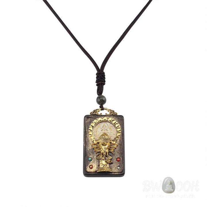 Buddha Stones Ebony Wood Elephant God of Fortune Buddha Blessing Necklace String Pendant - BWOOOH - Necklaces &amp; Pendants