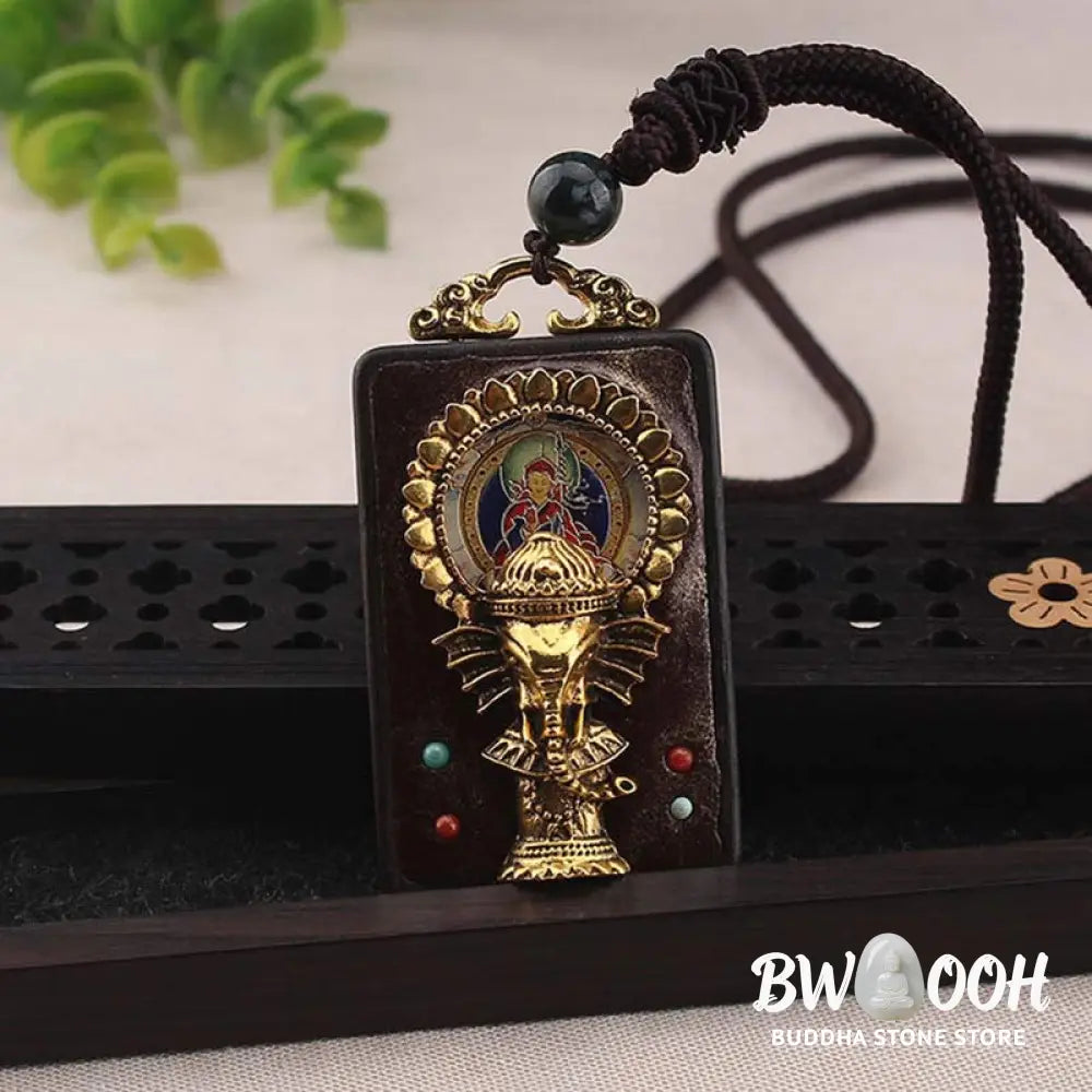 Buddha Stones Ebony Wood Elephant God of Fortune Buddha Blessing Necklace String Pendant - BWOOOH - Necklaces &amp; Pendants