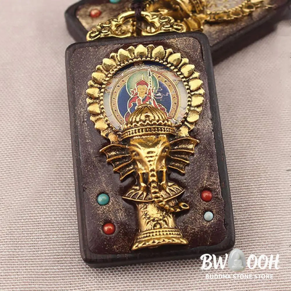 Buddha Stones Ebony Wood Elephant God of Fortune Buddha Blessing Necklace String Pendant - BWOOOH - Necklaces &amp; Pendants