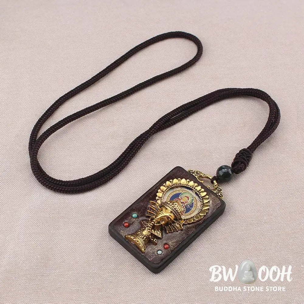 Buddha Stones Ebony Wood Elephant God of Fortune Buddha Blessing Necklace String Pendant - BWOOOH - Necklaces &amp; Pendants