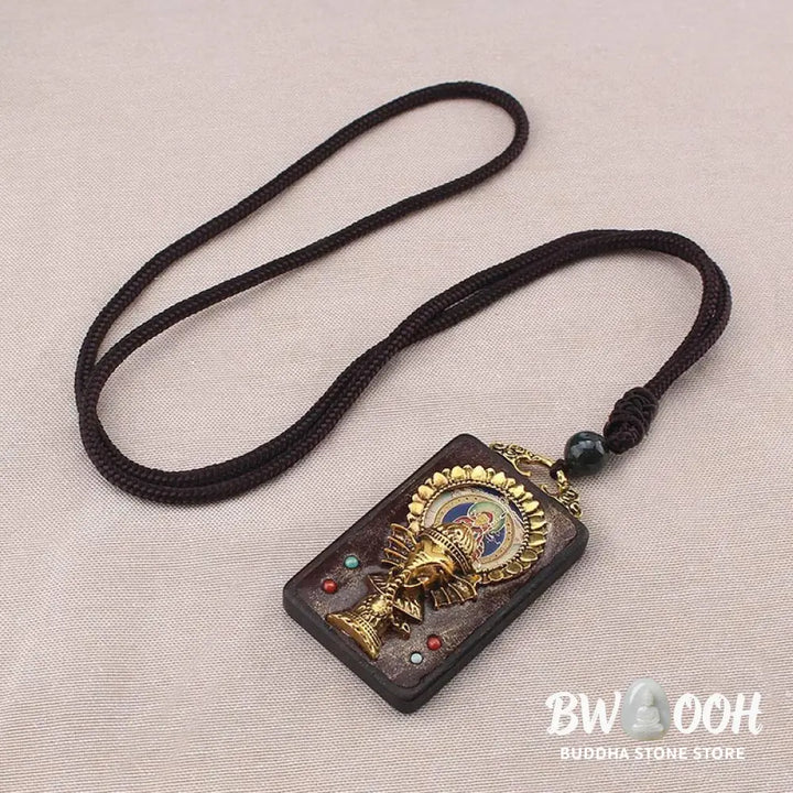 Buddha Stones Ebony Wood Elephant God of Fortune Buddha Blessing Necklace String Pendant - BWOOOH - Necklaces &amp; Pendants