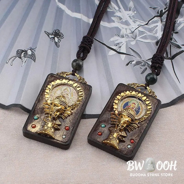 Buddha Stones Ebony Wood Elephant God of Fortune Buddha Blessing Necklace String Pendant - BWOOOH - Necklaces &amp; Pendants