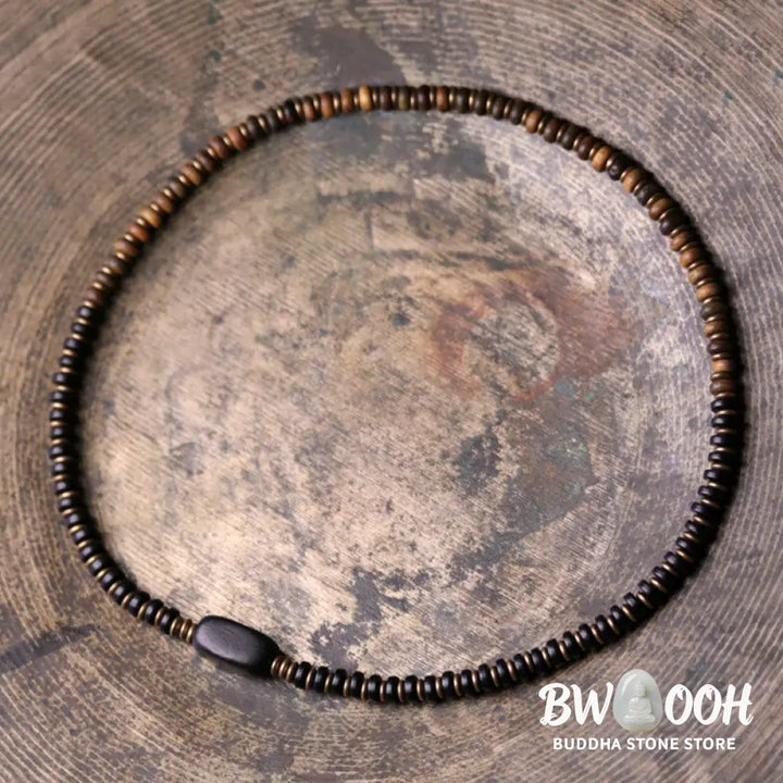 Buddha Stones Ebony Wood Green Sandalwood Copper Brass Calm Double Wrap Bracelet - BWOOOH - Bracelet