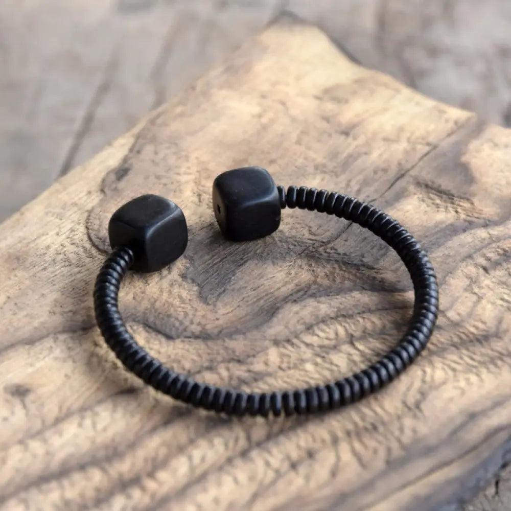 BWOOOH Ebony Wood Green Sandalwood Cube Balance Bracelet - BWOOOH - Ebony Wood / 14-15.5cm - Bracelet