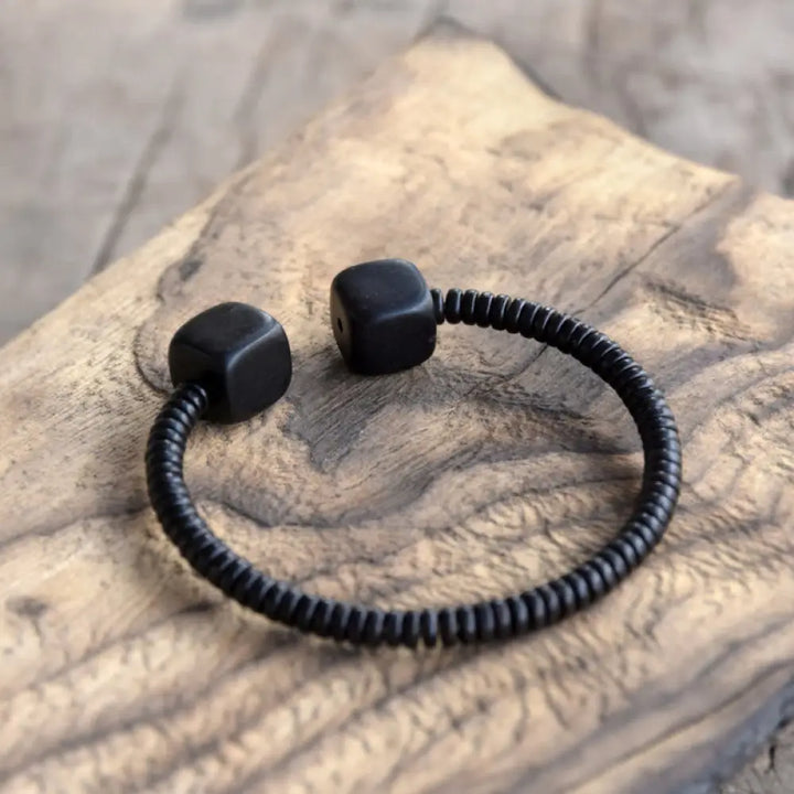 BWOOOH Ebony Wood Green Sandalwood Cube Balance Bracelet - BWOOOH - Ebony Wood / 14-15.5cm - Bracelet