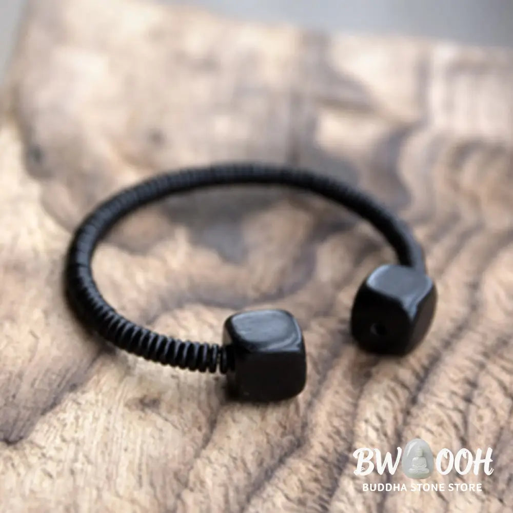 Buddha Stones Ebony Wood Green Sandalwood Cube Balance Bracelet - BWOOOH - Bracelet