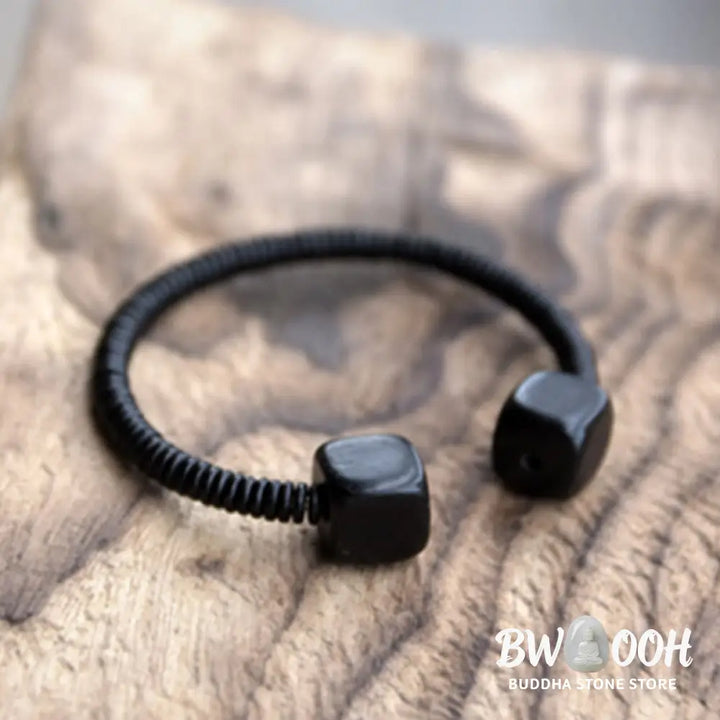 Buddha Stones Ebony Wood Green Sandalwood Cube Balance Bracelet - BWOOOH - Bracelet