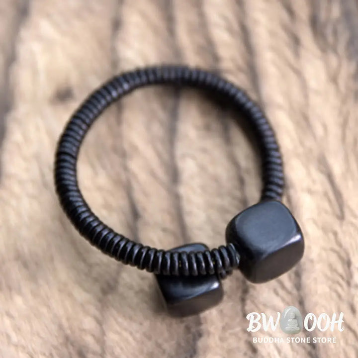 Buddha Stones Ebony Wood Green Sandalwood Cube Balance Bracelet - BWOOOH - Bracelet