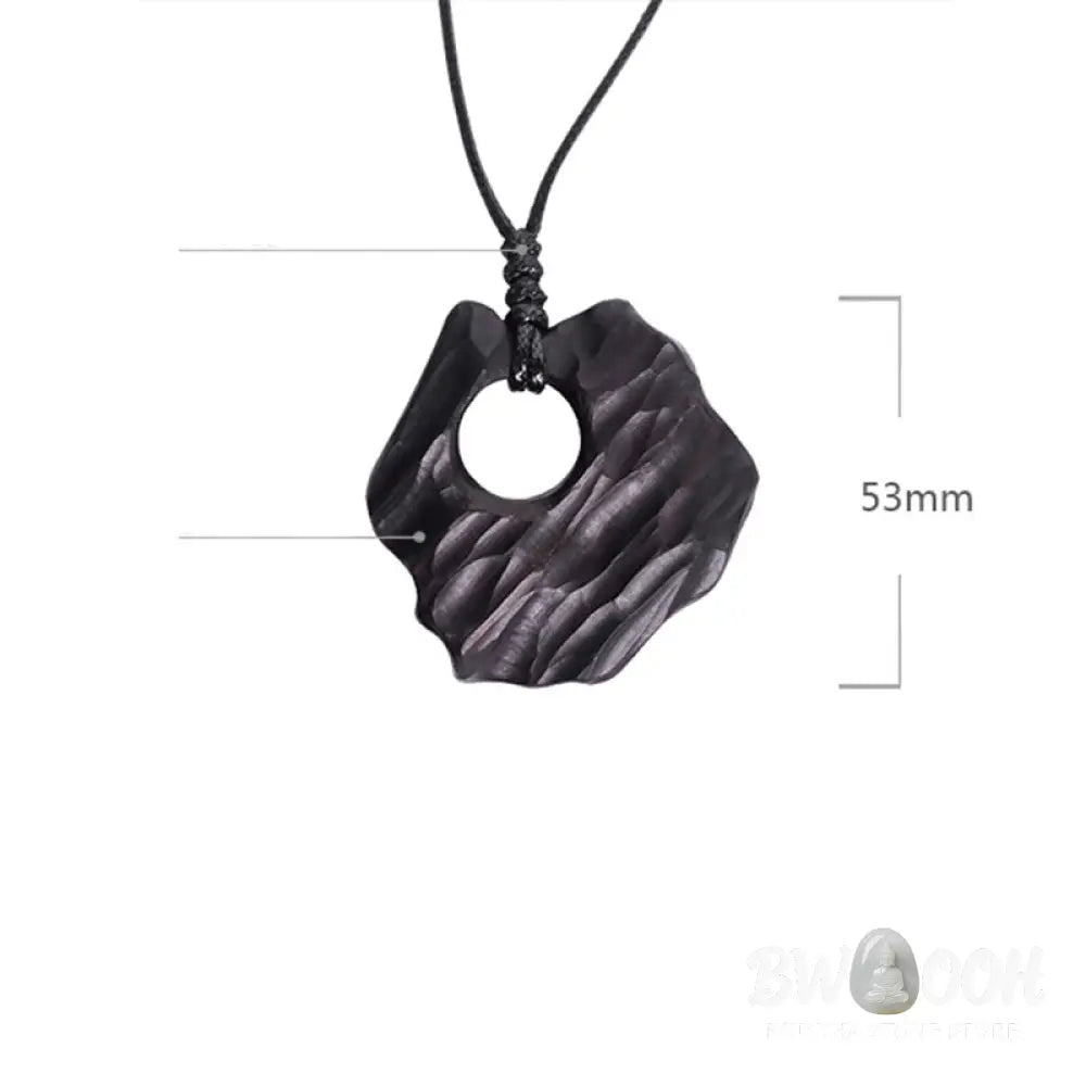 Buddha Stones Ebony Wood Hollow Irregular Shape Peace Balance Necklace Pendant - BWOOOH - Ebony Wood - Necklaces &amp;