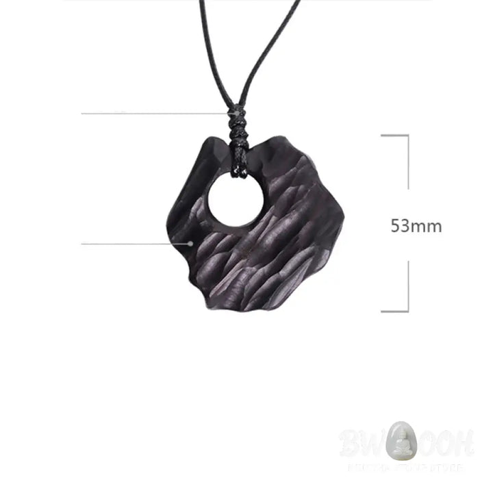 Buddha Stones Ebony Wood Hollow Irregular Shape Peace Balance Necklace Pendant - BWOOOH - Ebony Wood - Necklaces &amp;