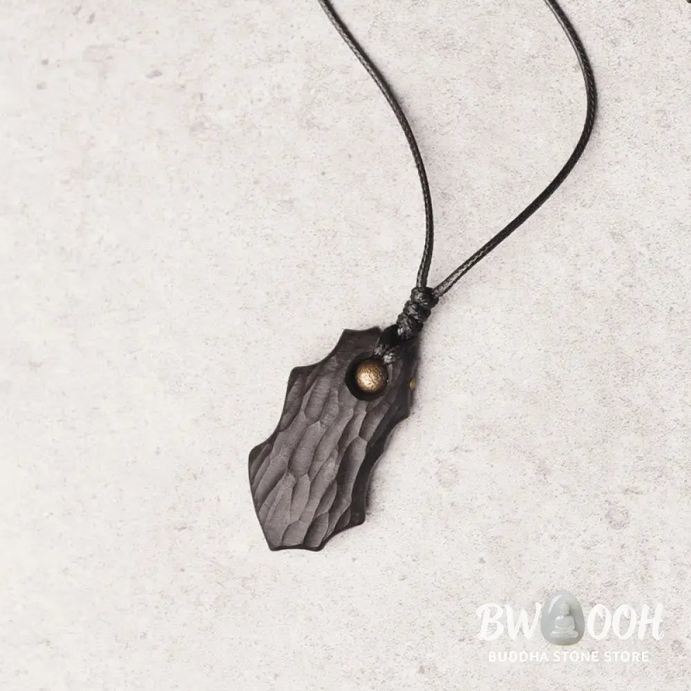 Buddha Stones Ebony Wood Irregular Shape Copper Bead Peace Calm Necklace Pendant - BWOOOH - Ebony Wood Cooper