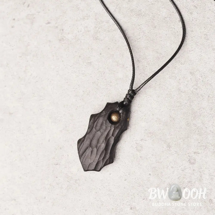 Buddha Stones Ebony Wood Irregular Shape Copper Bead Peace Calm Necklace Pendant - BWOOOH - Ebony Wood Cooper