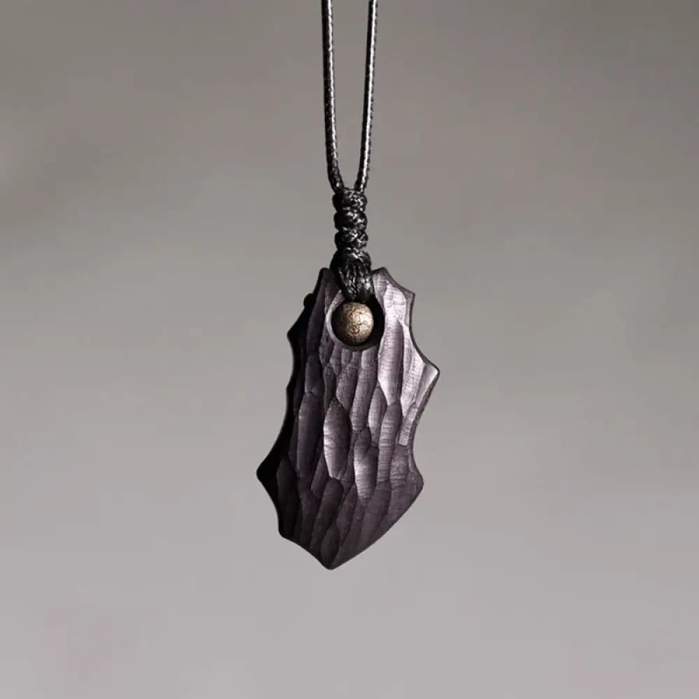 Buddha Stones Ebony Wood Irregular Shape Copper Bead Peace Calm Necklace Pendant - BWOOOH - Ebony Wood Cooper