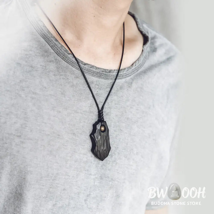 Buddha Stones Ebony Wood Irregular Shape Copper Bead Peace Calm Necklace Pendant - BWOOOH - Ebony Wood Cooper