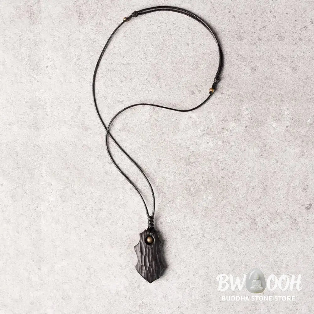 Buddha Stones Ebony Wood Irregular Shape Copper Bead Peace Calm Necklace Pendant - BWOOOH - Ebony Wood Cooper
