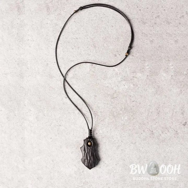 Buddha Stones Ebony Wood Irregular Shape Copper Bead Peace Calm Necklace Pendant - BWOOOH - Ebony Wood Cooper