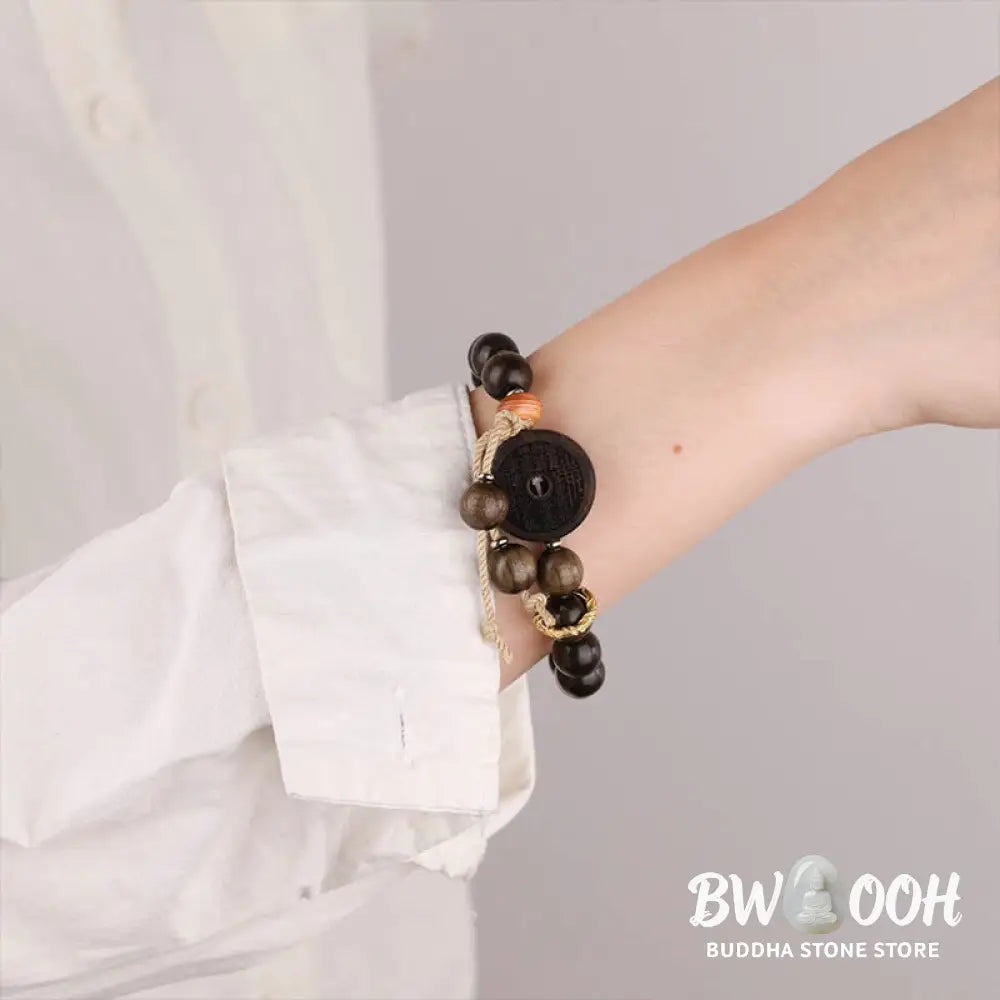 Buddha Stones Ebony Wood Mountain Ghosts Spend Money Balance Bracelet - BWOOOH - 14-17cm - Bracelet
