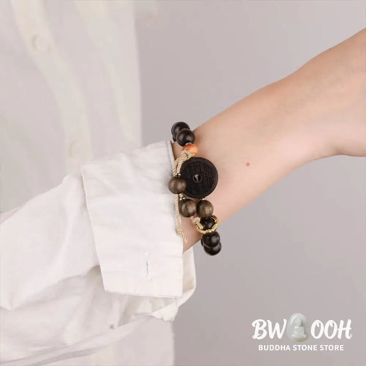 Buddha Stones Ebony Wood Mountain Ghosts Spend Money Balance Bracelet - BWOOOH - 14-17cm - Bracelet