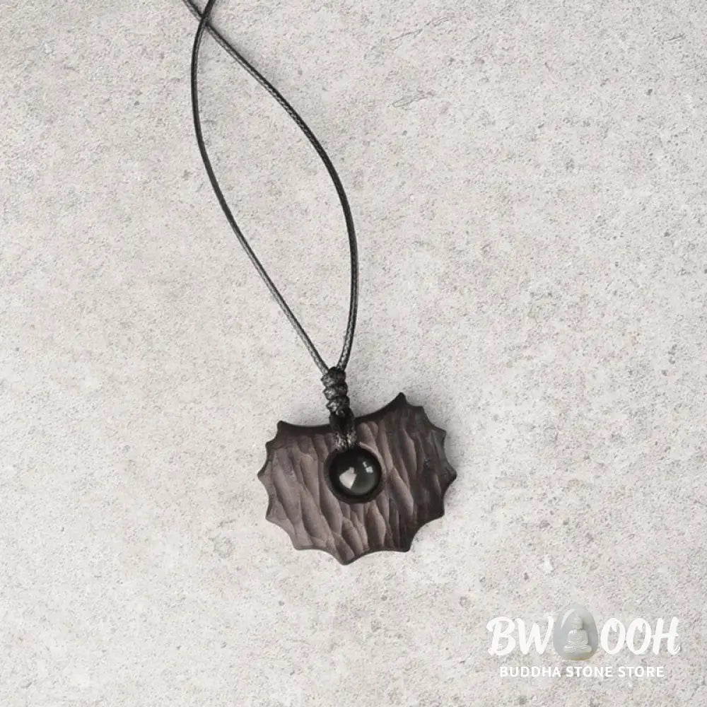 Buddha Stones Ebony Wood Obsidian Irregular Shape Peace Calm Necklace Pendant - BWOOOH - Ebony Wood Obsidian