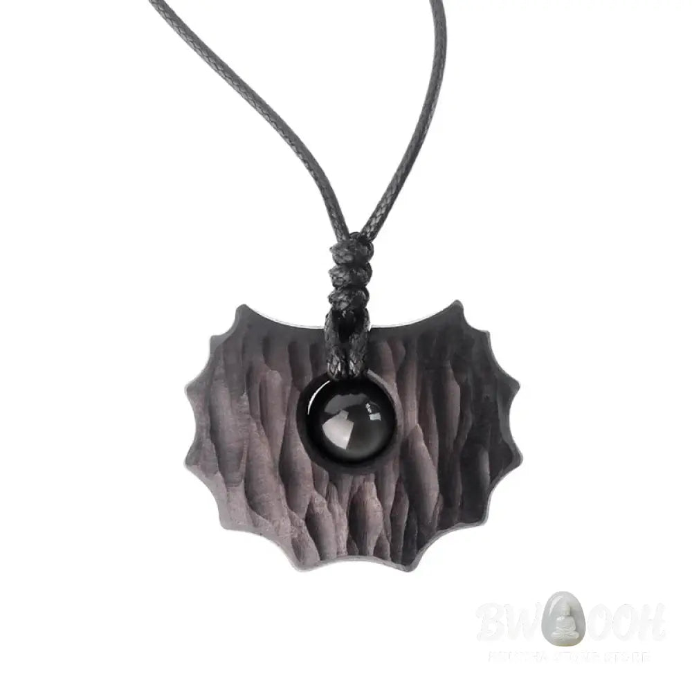 Buddha Stones Ebony Wood Obsidian Irregular Shape Peace Calm Necklace Pendant - BWOOOH - Ebony Wood Obsidian