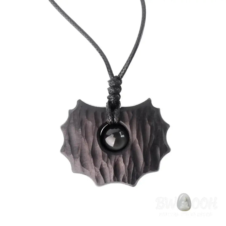 Buddha Stones Ebony Wood Obsidian Irregular Shape Peace Calm Necklace Pendant - BWOOOH - Ebony Wood Obsidian